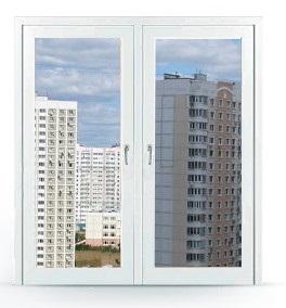 Дверь балконная двухстворчатая со стеклопакетом заказать в Москве и Московской области 
